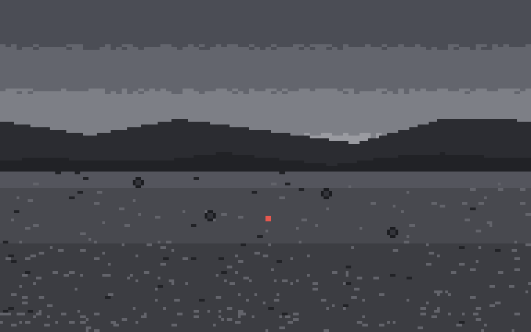 A grey plain with dead stumps.